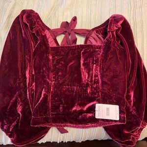 Free People Pomegranate Velvet Top
